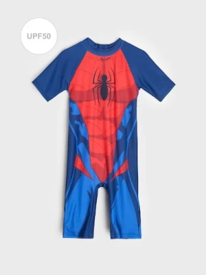 Sinsay - Jednoczęściowy strój kąpielowy UV 50 Spider-Man - granatowy