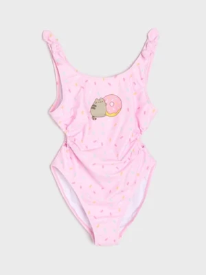 Sinsay - Jednoczęściowy strój kąpielowy z bocznym marszczeniem Pusheen the Cat - różowy