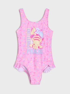 Sinsay - Jednoczęściowy strój kąpielowy z falbaną Pokémon - różowy
