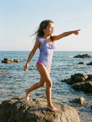 Sinsay - Jednoczęściowy strój kąpielowy z falbanami - wielobarwny