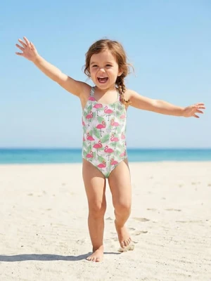 Sinsay - Jednoczęściowy strój kąpielowy z motywem flamingów - zielony