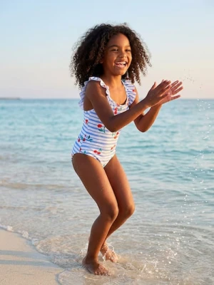 Sinsay - Jednoczęściowy strój kąpielowy z motywem wiśni - niebieski