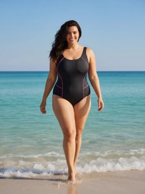 Sinsay - Jednoczęściowy strój kąpielowy z przeszyciami - czarny