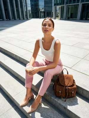 Sinsay - Jednolita koszulka na ramiączkach - kremowy