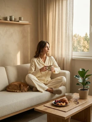 Sinsay - Jednolita piżama dwuczęściowa - kremowy