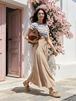 Sinsay - Jednolita spódnica midi - beżowy