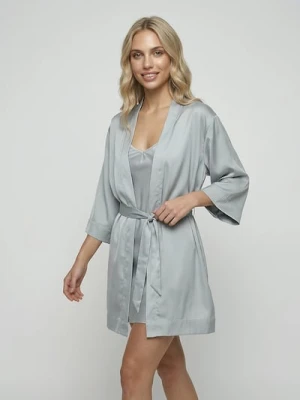Sinsay - Jednolity szlafrok kimono - srebrny
