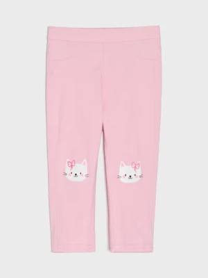 Sinsay - Jegginsy z nadrukiem w kotki - różowy