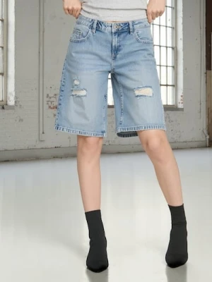 Sinsay - Jorts z przetarciami low waist - turkusowy