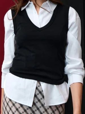 Sinsay - Kamizelka bawełniana - czarny