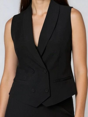 Sinsay - Kamizelka garniturowa dwurzędowa - czarny