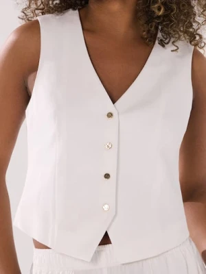 Sinsay - Kamizelka garniturowa - kremowy