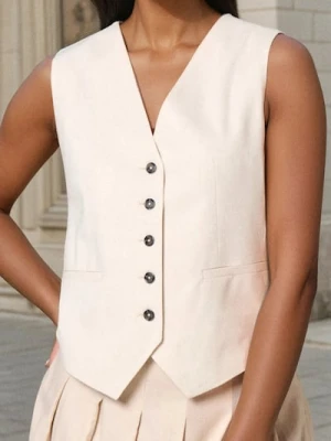 Sinsay - Kamizelka garniturowa - kremowy