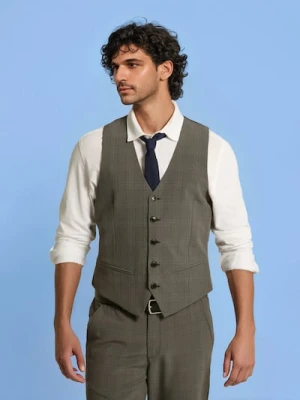 Sinsay - Kamizelka garniturowa w kratę - szary