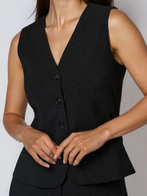 Sinsay - Kamizelka garniturowa z dekoltem V - czarny