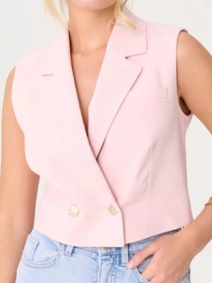 Sinsay - Kamizelka garniturowa z domieszką wiskozy - różowy