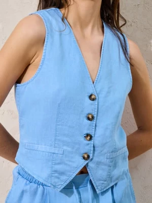 Sinsay - Kamizelka garniturowa z lyocellu - niebieski