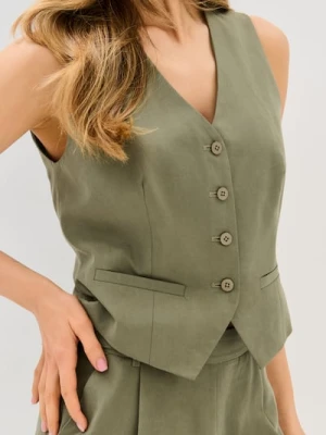 Sinsay - Kamizelka garniturowa z lyocellu z domieszką lnu - zielony