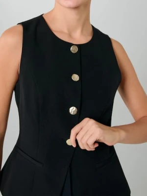 Sinsay - Kamizelka garniturowa z ozdobnymi guzikami - czarny