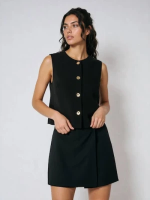 Sinsay - Kamizelka garniturowa z ozdobnymi guzikami z domieszką wiskozy - czarny