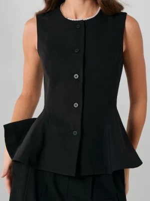 Sinsay - Kamizelka garniturowa z ozdobnymi przeszyciami - czarny
