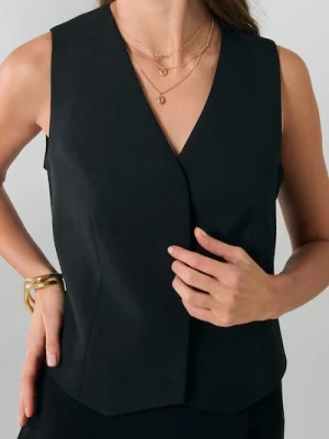 Sinsay - Kamizelka garniturowa z ukrytą plisą - czarny