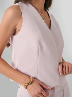 Sinsay - Kamizelka garniturowa z ukrytą plisą - różowy