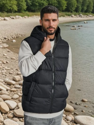 Sinsay - Kamizelka pikowana - czarny