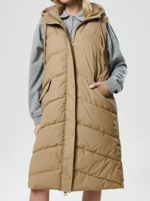 Sinsay - Kamizelka pikowana z kapturem - kremowy