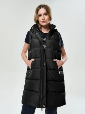 Sinsay - Kamizelka puffer z kapturem - czarny