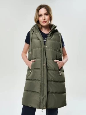 Sinsay - Kamizelka puffer z kapturem - zielony