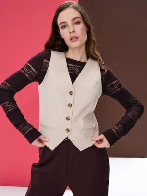 Sinsay - Kamizelka z domieszką lnu - beżowy