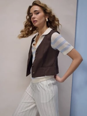 Sinsay - Kamizelka z domieszką wiskozy i lnu - brązowy