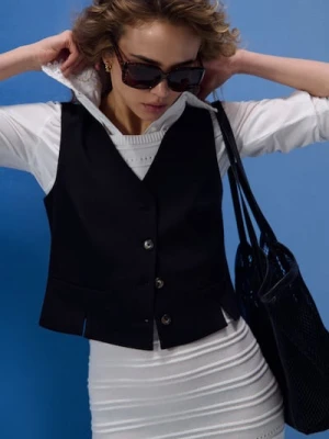 Sinsay - Kamizelka z domieszką wiskozy i lnu - czarny