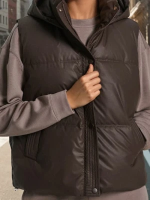 Sinsay - Kamizelka z kapturem - brązowy