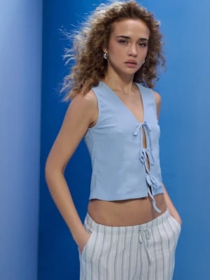 Sinsay - Kamizelka z ozdobnym wiązaniem - błękitny