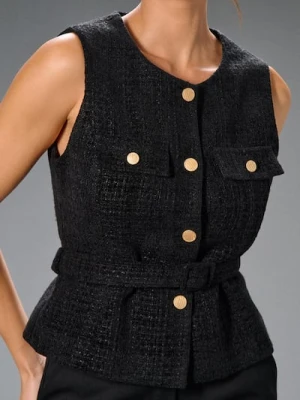 Sinsay - Kamizelka z ozdobnymi guzikami - czarny
