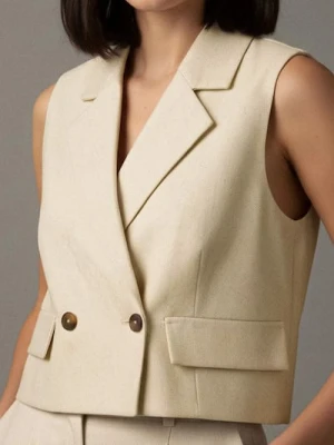 Sinsay - Kamizelka z wiskozą - kremowy