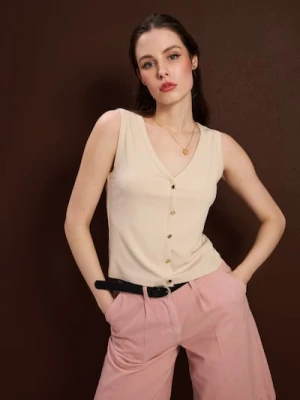 Sinsay - Kamizelka z wiskozą - kremowy