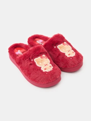 Sinsay - Kapcie z futerkiem i haftem Hello Kitty - bordowy