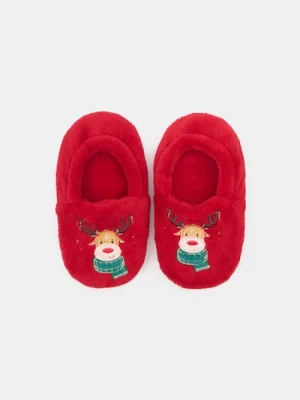 Sinsay - Kapcie z haftowanym reniferem - czerwony