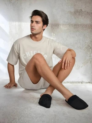 Sinsay - Kapcie z prążkowanym wykńczeniem - czarny