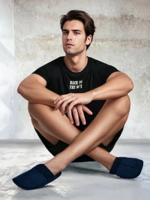 Sinsay - Kapcie z prążkowanym wykńczeniem - granatowy