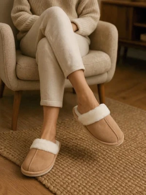 Sinsay - Kapcie ze sztucznym futerkiem - beżowy