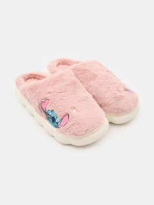 Sinsay - Kapcie ze sztucznym futerkiem i haftem Stitch - różowy