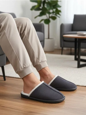 Sinsay - Kapcie ze sztucznym futerkiem - szary