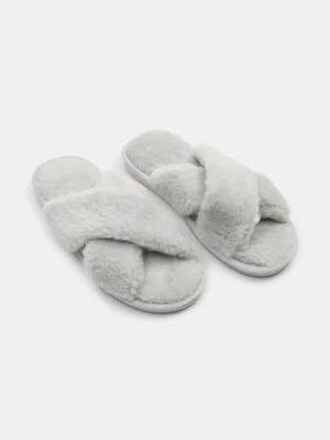 Sinsay - Kapcie ze sztucznym futrem - szary