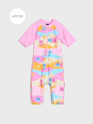 Sinsay - Kąpielowy kombinezon UPF50 na zamek z nadrukiem Stitch - różowy