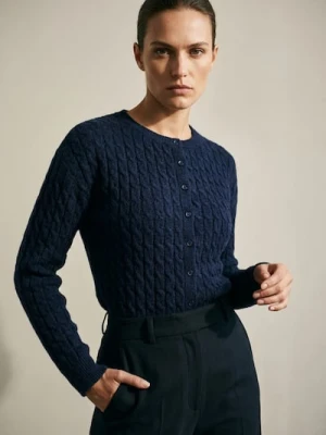 Sinsay - Kardigan z dekoracyjnym splotem - granatowy