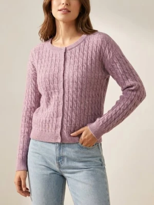 Sinsay - Kardigan z dekoracyjnym splotem - różowy